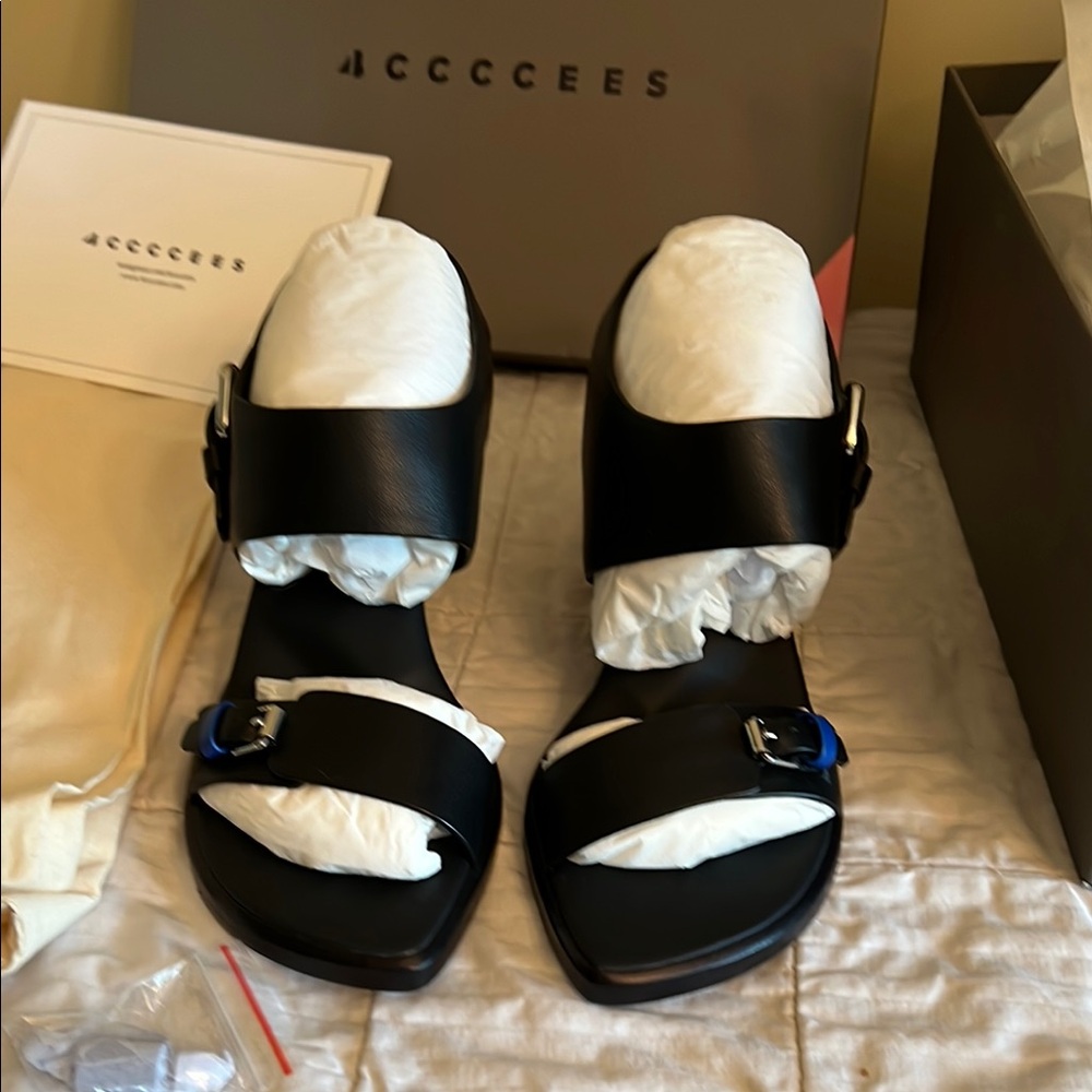 4CCCCEES Osha Day black leather strappy sandals size 38